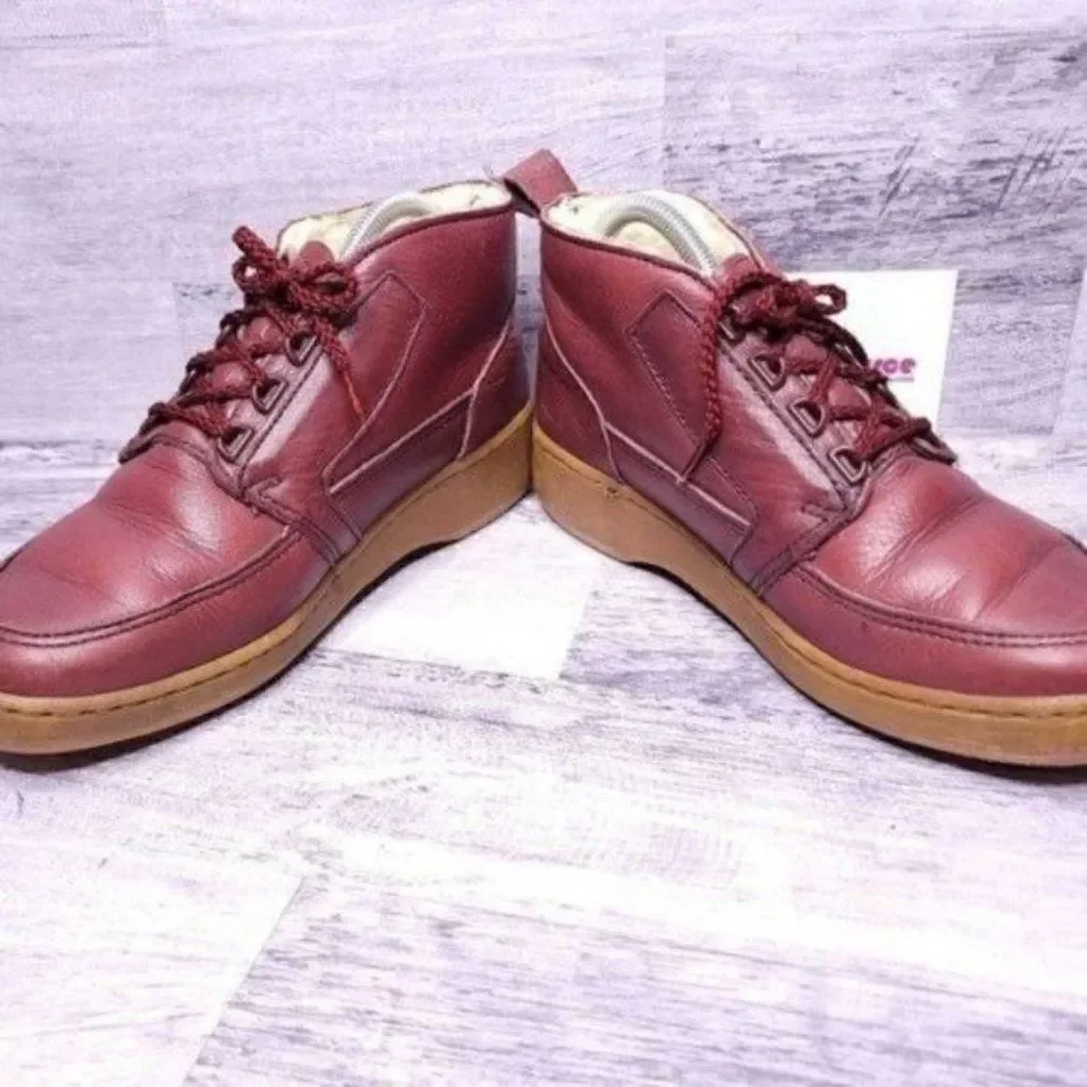 Bates Floaters Leather Chukka Lace Up Fleece Line Winter Boot Red Men's sz 8.5